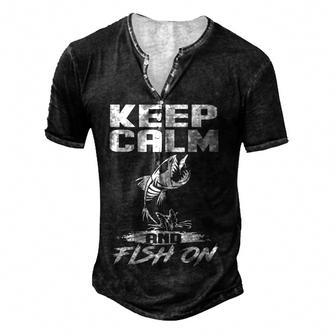 Keep Calm Fishing Men's Henley T-Shirt - Seseable
