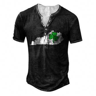 Kentucky State St Patricks Day Kentucky Green Shamrock Men's Henley Button-Down 3D Print T-shirt - Thegiftio UK