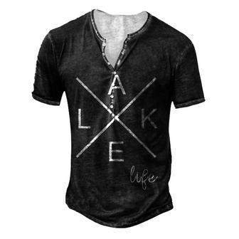 Lake Life Funny Life Is Better At The Lake Lover Camping Men's Henley Button-Down 3D Print T-shirt - Thegiftio UK