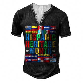 Latin Countries Flag Hispanic Heritage Month Latino Pride Men's Henley Button-Down 3D Print T-shirt - Thegiftio UK