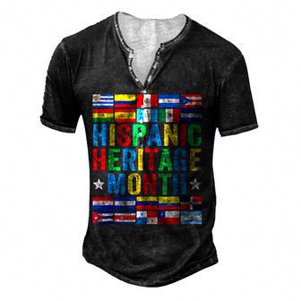 Latin Countries Flag Hispanic Heritage Month Latino Pride T Men's Henley Button-Down 3D Print T-shirt - Thegiftio UK