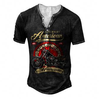 Legendary American Riders Motorcycle Biker Men Gifts Men's Henley Button-Down 3D Print T-shirt - Thegiftio UK