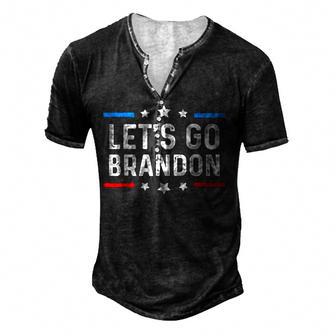 Lets Go Brandon Conservative Anti Liberal American Us Flag Men's Henley Button-Down 3D Print T-shirt - Thegiftio UK