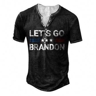 Lets Go Brandon Conservative Us Flag Men's Henley Button-Down 3D Print T-shirt - Thegiftio UK