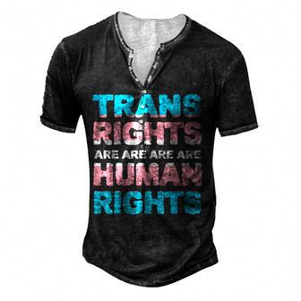 Lgbt Flag Transgender Pride Trans Rights Are Human Rights Men's Henley Button-Down 3D Print T-shirt - Thegiftio UK