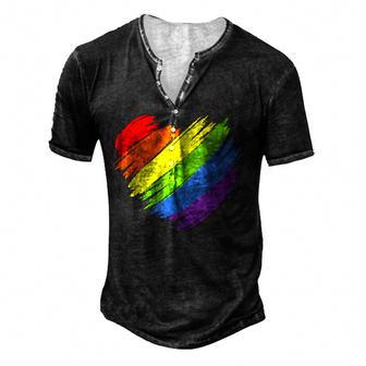 Lgbt Gay Pride Flag Gay Pride 2022Heart Lgbt Men's Henley Button-Down 3D Print T-shirt - Thegiftio UK