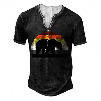 Lgbt Papa Mens Gay Pride Month Gay Bear Men's Henley Button-Down 3D Print T-shirt - Thegiftio UK
