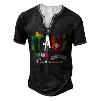 Love Italy & Everything Italian Culture Souvenir Italia Flag Men's Henley Button-Down 3D Print T-shirt - Thegiftio UK