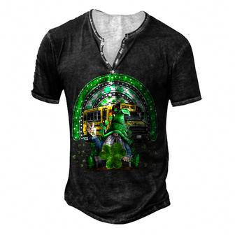 Lucky Shamrock The Bus Driver Gnome Funny St Patricks Day Men's Henley Button-Down 3D Print T-shirt - Thegiftio UK