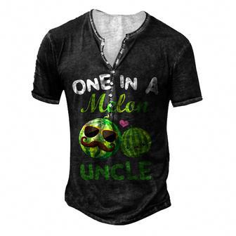 Melons One In A Melon Uncle Glass Bearded Man And Kid Men's Henley Button-Down 3D Print T-shirt - Thegiftio UK