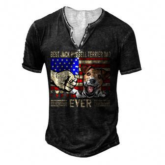 Mens American Flag Best Jack Russell Terrier Dad Fathers Day Gift Men's Henley Button-Down 3D Print T-shirt - Thegiftio UK
