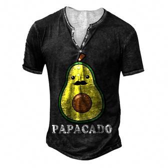 Mens Avocado Dad Vegan Guacamole Avocado Papacado Fathers Day Men's Henley Button-Down 3D Print T-shirt - Thegiftio UK