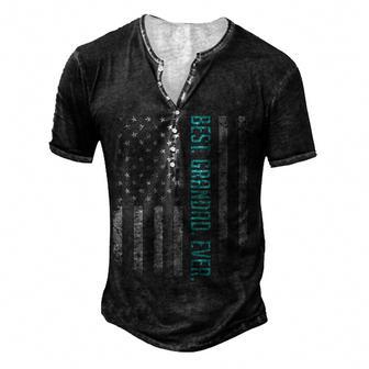 Mens Best Grandad Ever American Flag Gift For Fathers Day Men's Henley Button-Down 3D Print T-shirt - Thegiftio UK