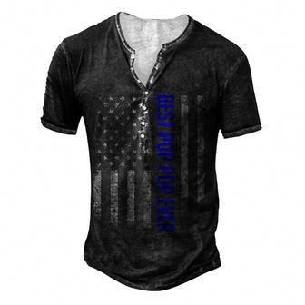 Mens Best Pop Pop Ever American Flag Gifts For Fathers Day Men's Henley Button-Down 3D Print T-shirt - Thegiftio UK