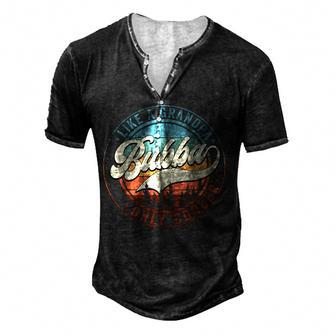 Mens Bubba Like A Grandpa Only Cooler Vintage Retro Bubba Dad Men's Henley Button-Down 3D Print T-shirt - Thegiftio UK