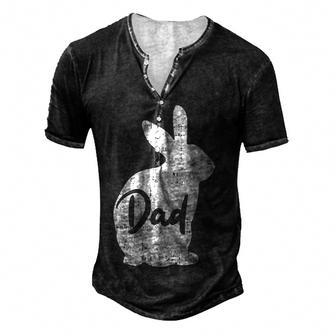 Mens Dad Bunny Easter Day Cute Rabbit Daddy Papa Father Day Men's Henley Button-Down 3D Print T-shirt - Thegiftio UK