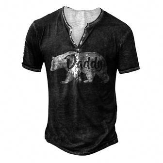 Mens Daddy Bear Awesome Camping Men's Henley Button-Down 3D Print T-shirt - Thegiftio UK