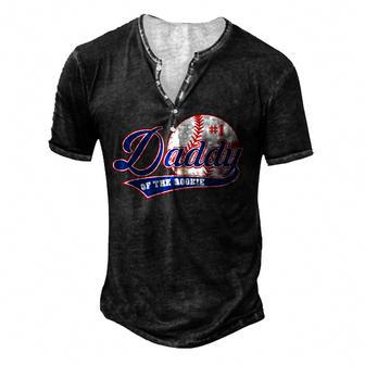Mens Daddy Of Rookie Of Year 1St Birthday Baseball Theme Matching Men's Henley Button-Down 3D Print T-shirt - Thegiftio UK