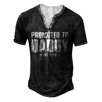 Mens Fathers Day For Dad Promoted To Daddy 2022 New Dad Men's Henley Button-Down 3D Print T-shirt - Thegiftio UK