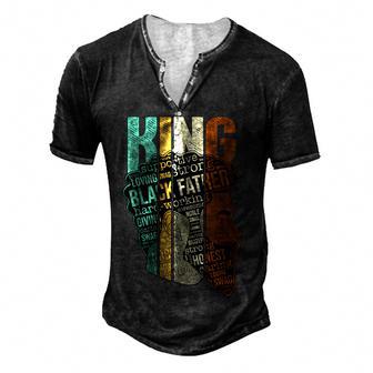 Mens Fathers Day For Dad Strong Black King African American Men's Henley Button-Down 3D Print T-shirt - Thegiftio UK