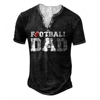 Mens Football Papa Graphic Proud Football Dad Men's Henley Button-Down 3D Print T-shirt - Thegiftio UK