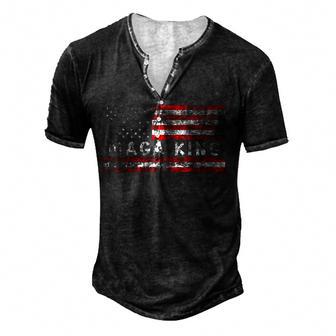 Mens Maga King Proud Ultra-Maga Men's Henley Button-Down 3D Print T-shirt - Thegiftio UK