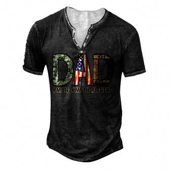 Mens Mens Dad The Man The Myth The Legend V2 Men's Henley Button-Down 3D Print T-shirt - Thegiftio UK