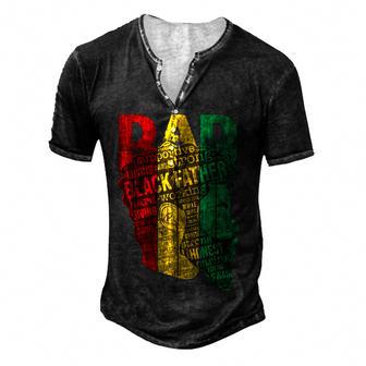 Mens Mens Strong Black Dad King African American Natural Afro Men's Henley Button-Down 3D Print T-shirt - Thegiftio UK