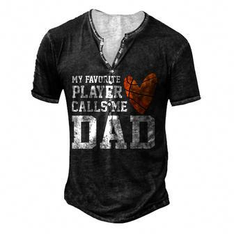 Mens My Favorite Basketball Player Calls Me Dad Fathers Day Gift Men's Henley Button-Down 3D Print T-shirt - Thegiftio UK