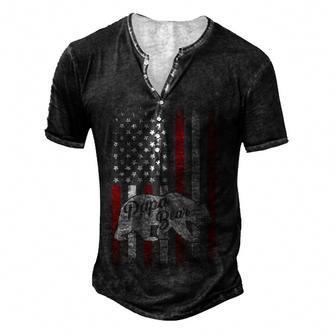Mens Papa Bear Best Dad Fathers Day Father Pop Gifts Men Men's Henley Button-Down 3D Print T-shirt - Thegiftio UK