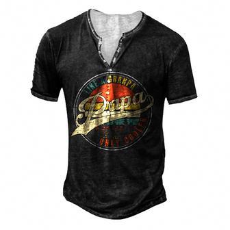 Mens Papa Like A Grandpa Only Cooler Funny Fathers Day Gift Men Men's Henley Button-Down 3D Print T-shirt - Thegiftio UK