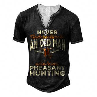Mens Pheasant Hunting Upland Bird Hunting Men's Henley Button-Down 3D Print T-shirt - Thegiftio UK