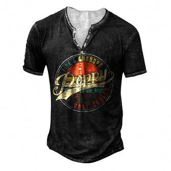 Mens Poppy Like A Grandpa Only Cooler Funny Papa Fathers Day Gift Men's Henley Button-Down 3D Print T-shirt - Thegiftio UK