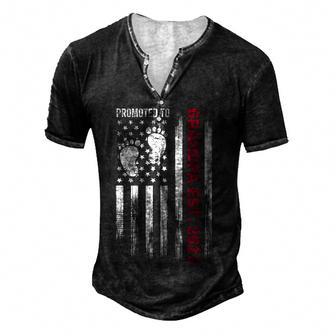 Mens Promoted To Grandpa Est 2023 First Time Grandpa Fathers Men's Henley Button-Down 3D Print T-shirt - Thegiftio UK