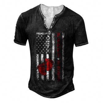 Mens Promoted To Pappy 2023 First Time Fathers Day New Dad Men's Henley Button-Down 3D Print T-shirt - Thegiftio UK