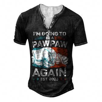 Mens Promoted To Pawpaw Again Est 2023 Pregnancy Announcement Men's Henley Button-Down 3D Print T-shirt - Thegiftio UK