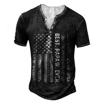 Mens Retro Best Papaw Ever Vintage American Flag T Fo Men's Henley Button-Down 3D Print T-shirt - Thegiftio UK