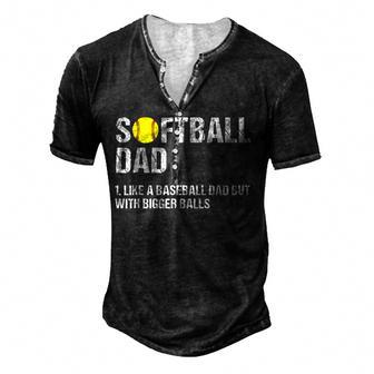 Mens Softball Dad Like A Baseball Dad Definition On Back Men's Henley Button-Down 3D Print T-shirt - Thegiftio UK