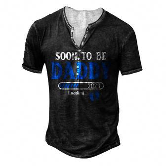 Mens Soon To Be Daddy Est2023 New Dad Pregnancy Men's Henley Button-Down 3D Print T-shirt - Thegiftio UK