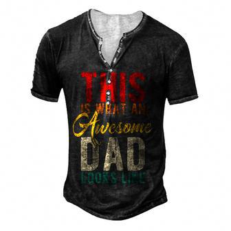 Mens This Is What An Awesome Dad Looks Like Fathers Day Men's Henley Button-Down 3D Print T-shirt - Thegiftio UK
