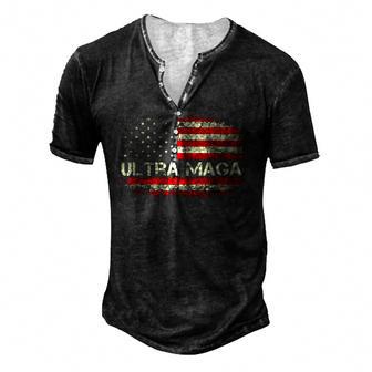 Mens Ultra Mega Proud Patriotic Republicans Proud Ultra Mega Men's Henley Button-Down 3D Print T-shirt - Thegiftio UK