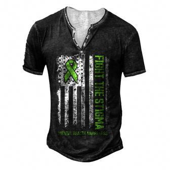 Mental Health Awareness Fight The Stigma Mental Health Men's Henley Button-Down 3D Print T-shirt - Thegiftio UK