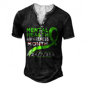 Mental Health Awareness Month Of May Fight The Stigma Men's Henley Button-Down 3D Print T-shirt - Thegiftio UK