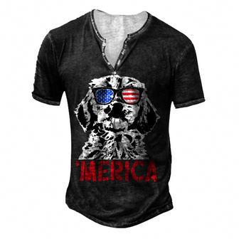 Merica Cockapoo Dog American Flag Sunglasses 4Th Of July Men's Henley Button-Down 3D Print T-shirt - Thegiftio UK