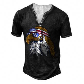 Merica - Patriotic Usa Eagle Of Freedom - 4Th Of July Men's Henley Button-Down 3D Print T-shirt - Thegiftio UK