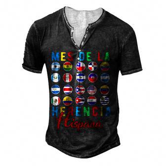 Mes De La Herencia Hispana National Latino Countries Flag Men's Henley Button-Down 3D Print T-shirt - Thegiftio UK