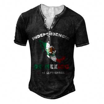 Mexican Flag 16Th September Mexico Independence Day Men's Henley Button-Down 3D Print T-shirt - Thegiftio UK