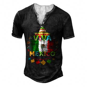 Mexican Flag Viva Mexico Pride Independence Day 2022 Men's Henley Button-Down 3D Print T-shirt - Thegiftio UK