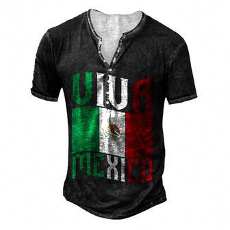 Mexico Flag Patriotic Mexican Pride Viva Mexico Men's Henley Button-Down 3D Print T-shirt - Thegiftio UK