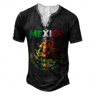 Mexico Flag Vintage Mexican Flag Men's Henley Button-Down 3D Print T-shirt - Thegiftio UK